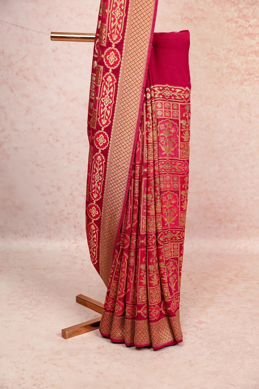Wine Crepe Banarasi Saree