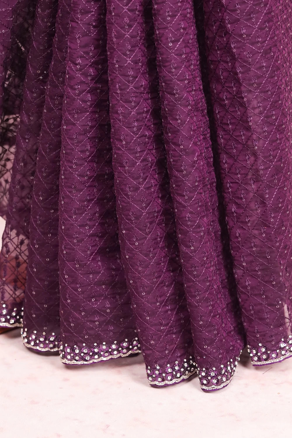 Wine Organza Saree