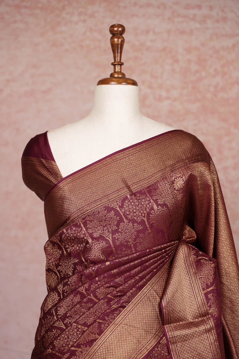 Wine Purple Banarasi Silk Saree