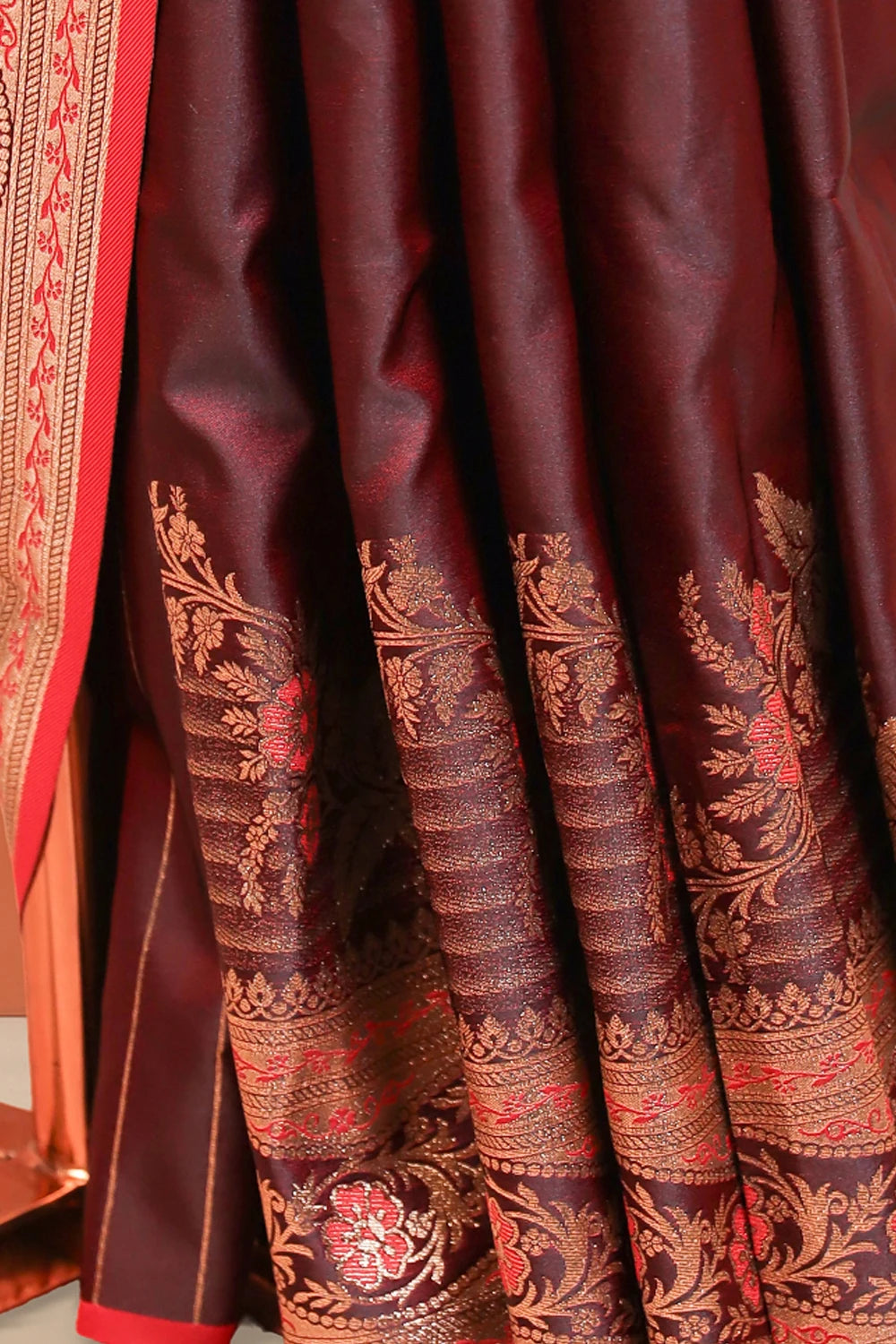 Wine Red Crepe Saree