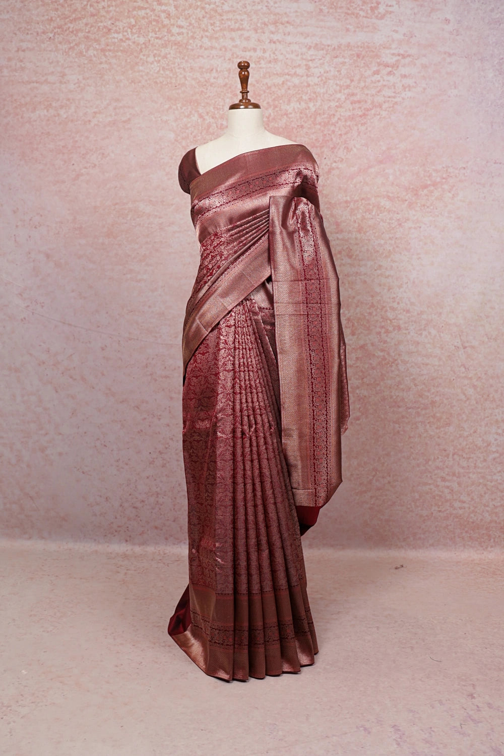 Wine Red Kancheepuram Silk Saree - Seematti