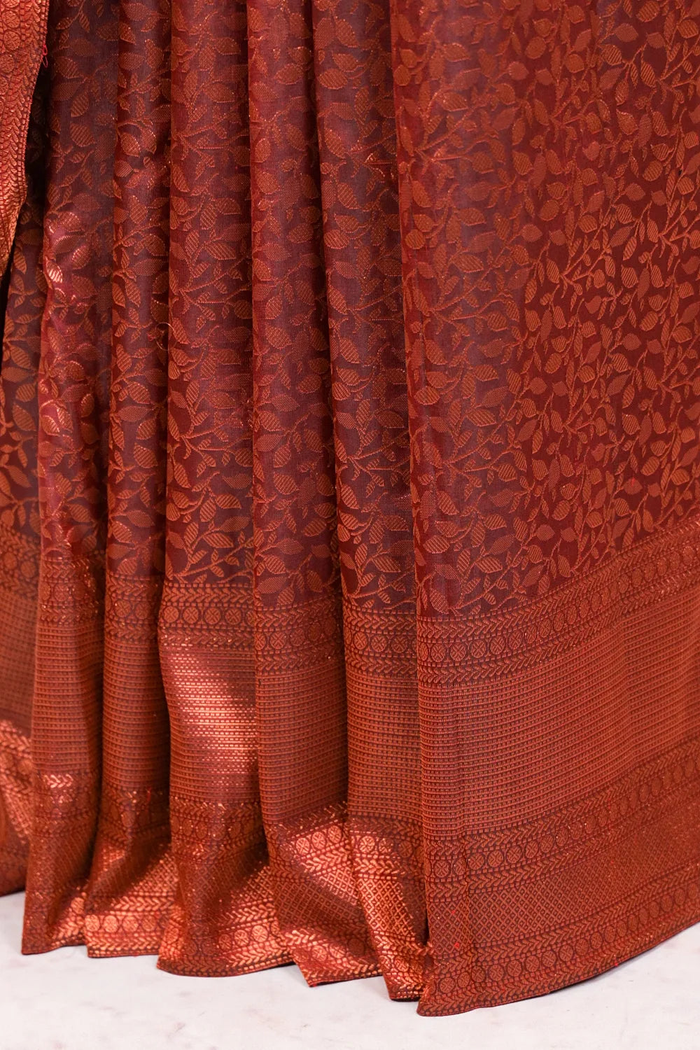 Wine Red Kancheepuram silk Saree - Seematti