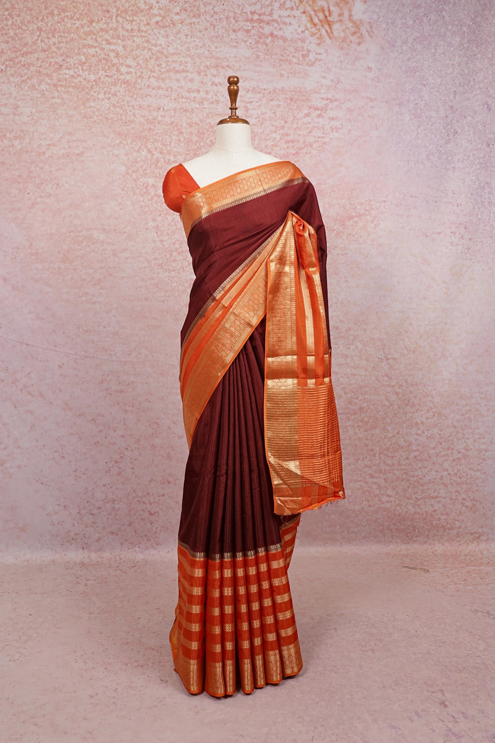 Wine Red  Semi Banarasi Saree - Seematti