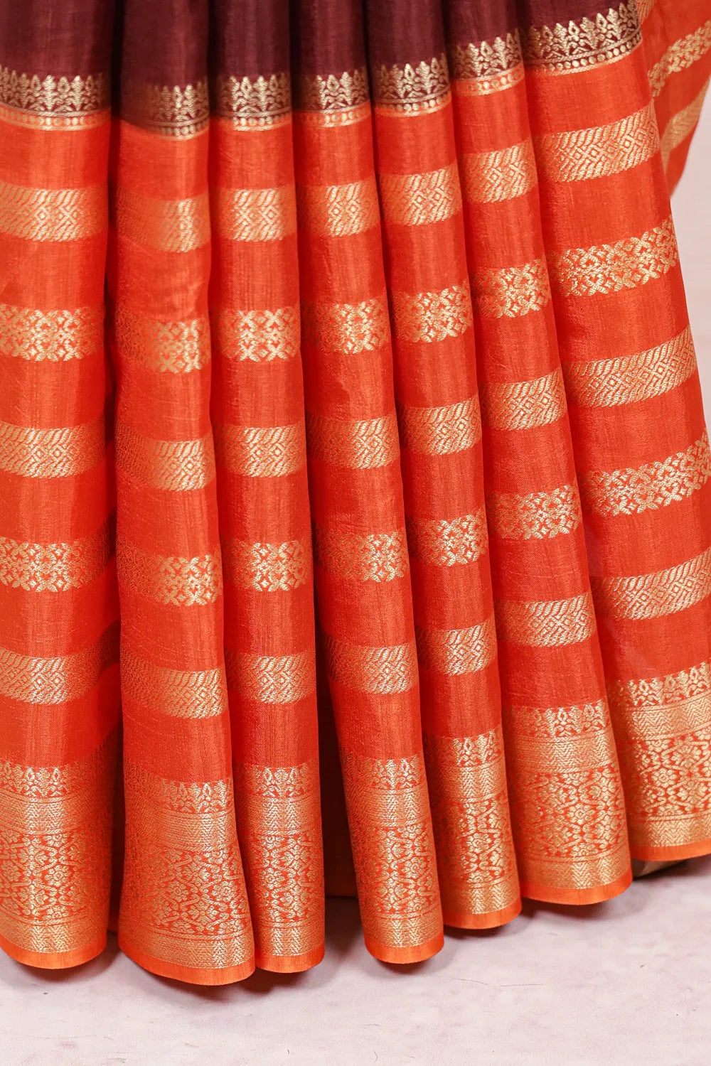 Wine Red  Semi Banarasi Saree - Seematti