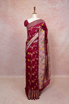 Wine Red Semi Banarasi Saree - Seematti