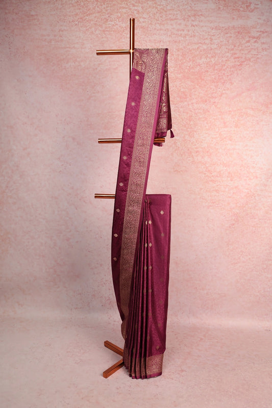 Wine Satin Saree