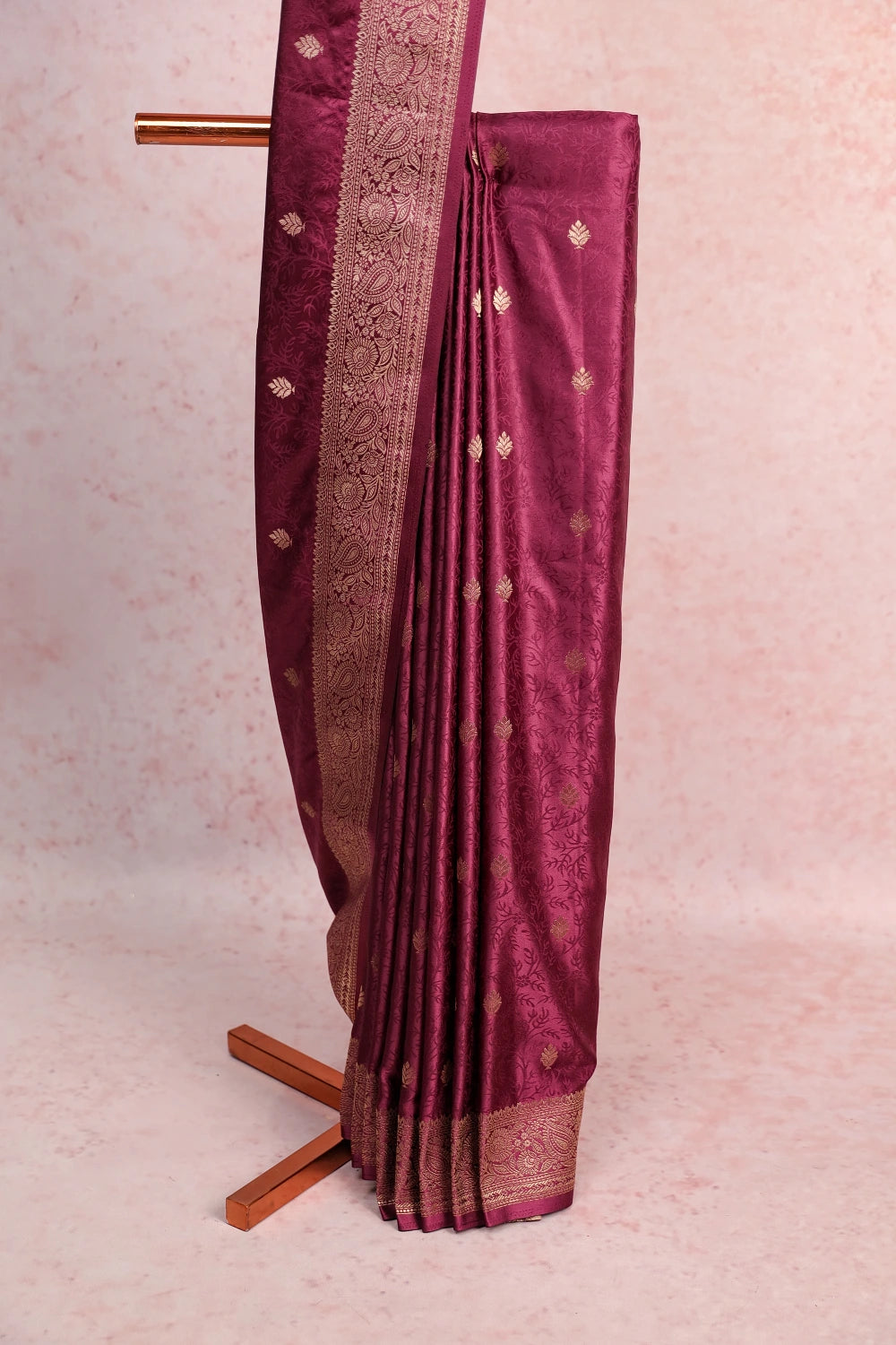 Wine Satin Saree