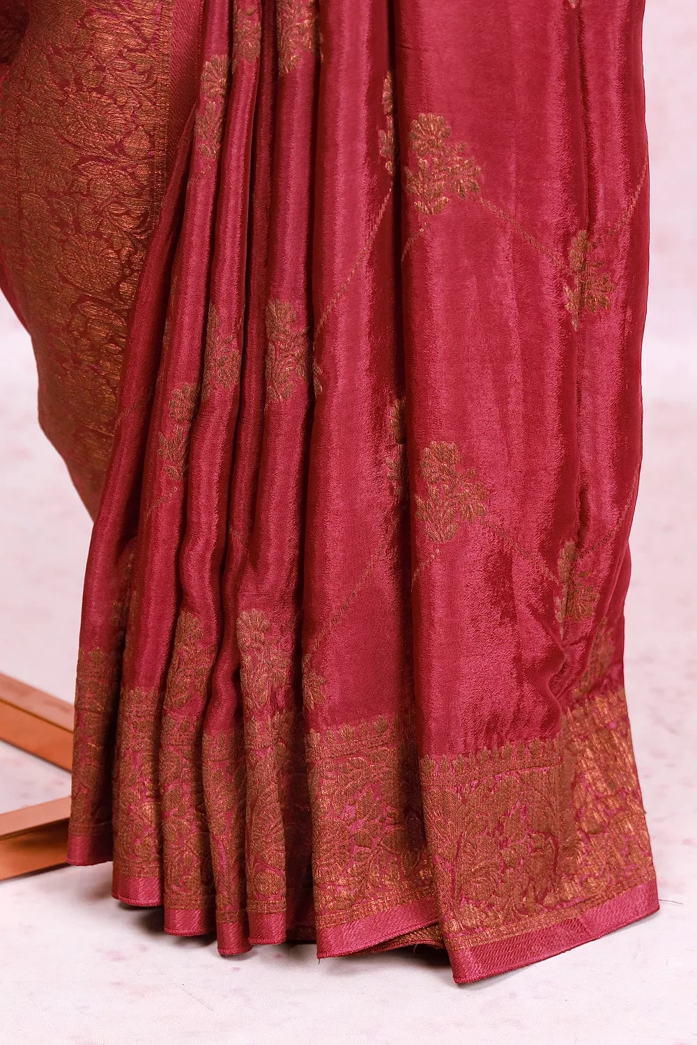 Wine Semi Banarasi Saree