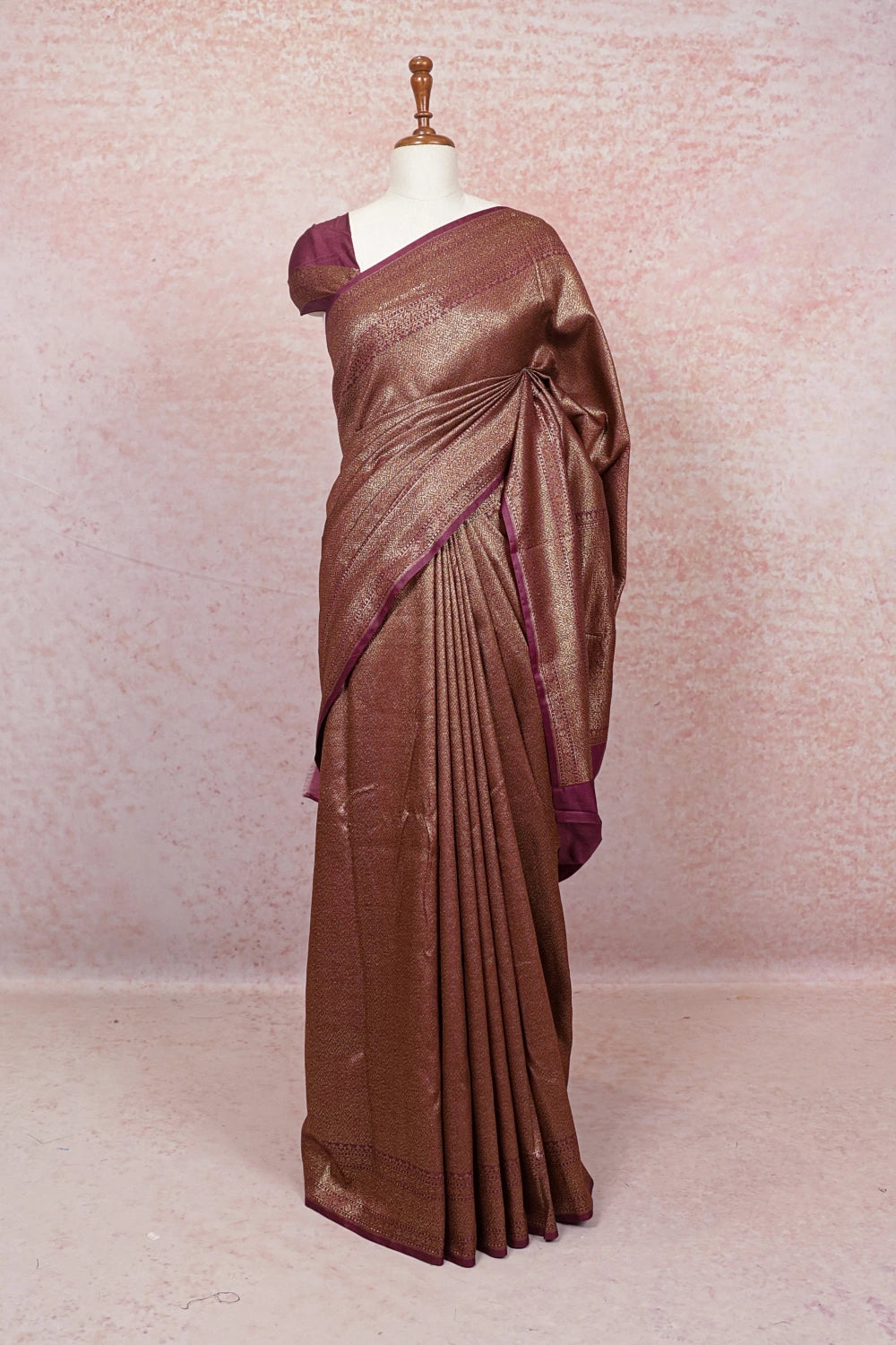 Wine Semi Banarasi Saree