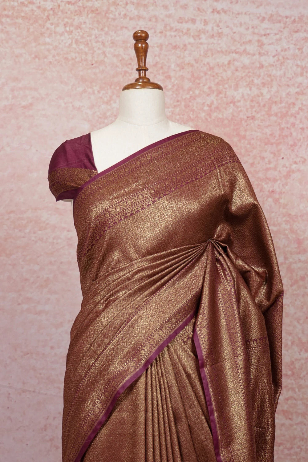 Wine Semi Banarasi Saree