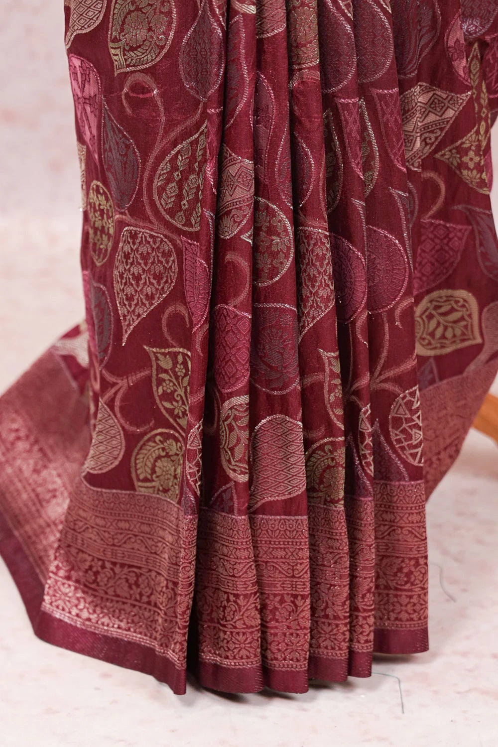 Wine Semi Banarasi Saree - Seematti