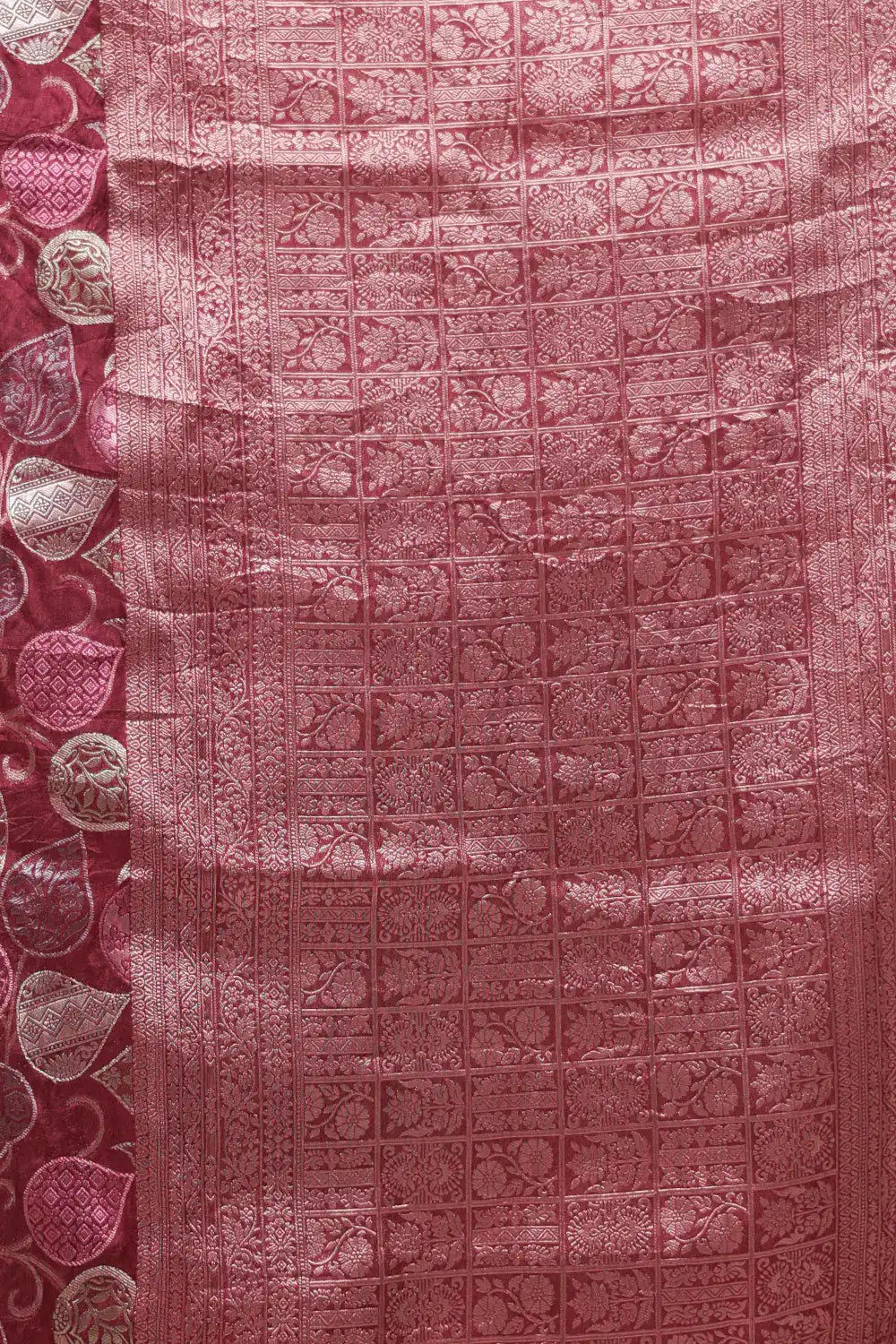 Wine Semi Banarasi Saree - Seematti