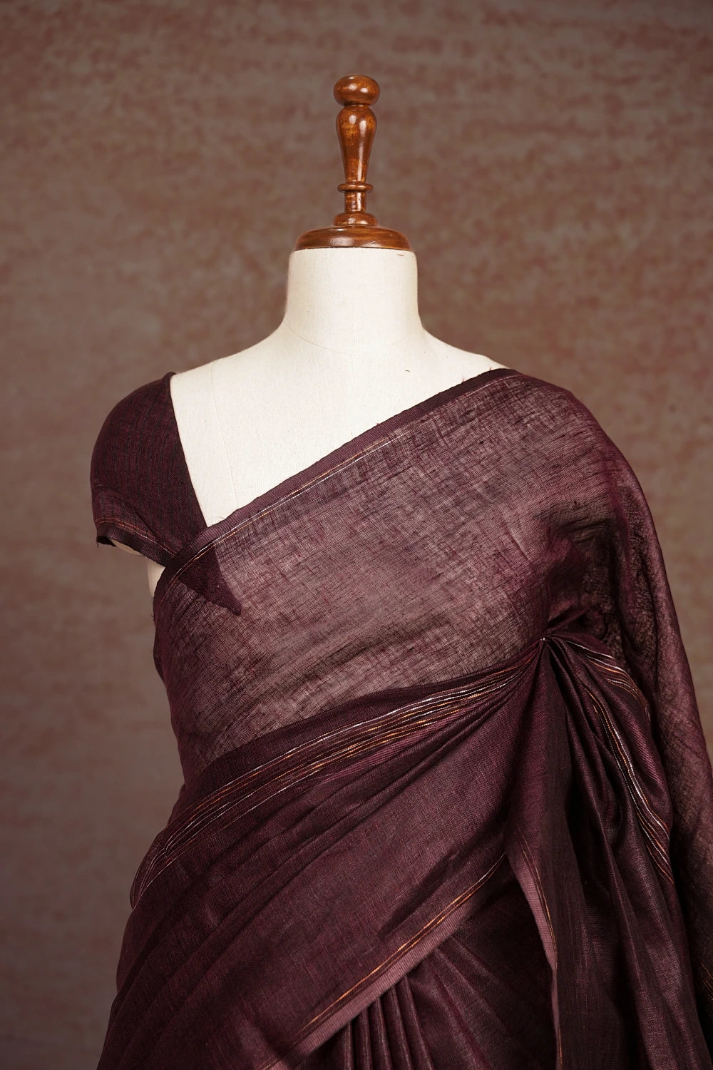 Wine Semi Linen Saree