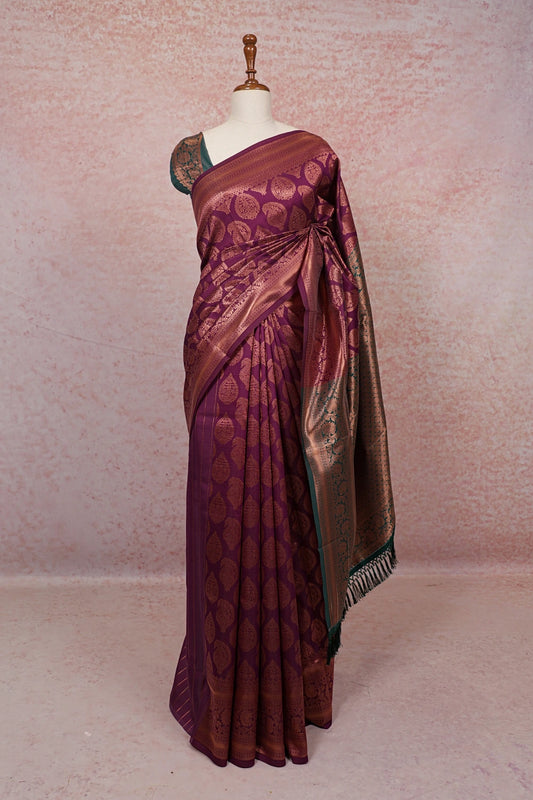 Wine Semi Silk Saree - Seematti