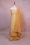 Yellow Chanderi Silk Thread Work Unstitched Churidhar Material - Seematti