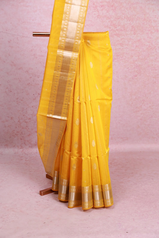 Yellow Cotton Silk Saree