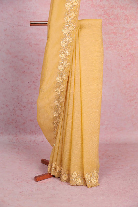 Yellow Crush Organza Saree