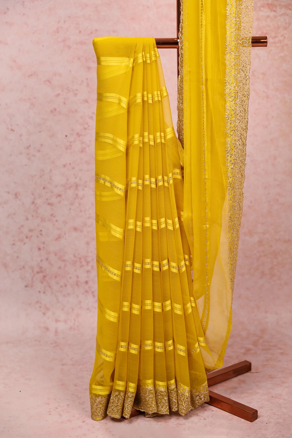 Yellow Georgette Saree