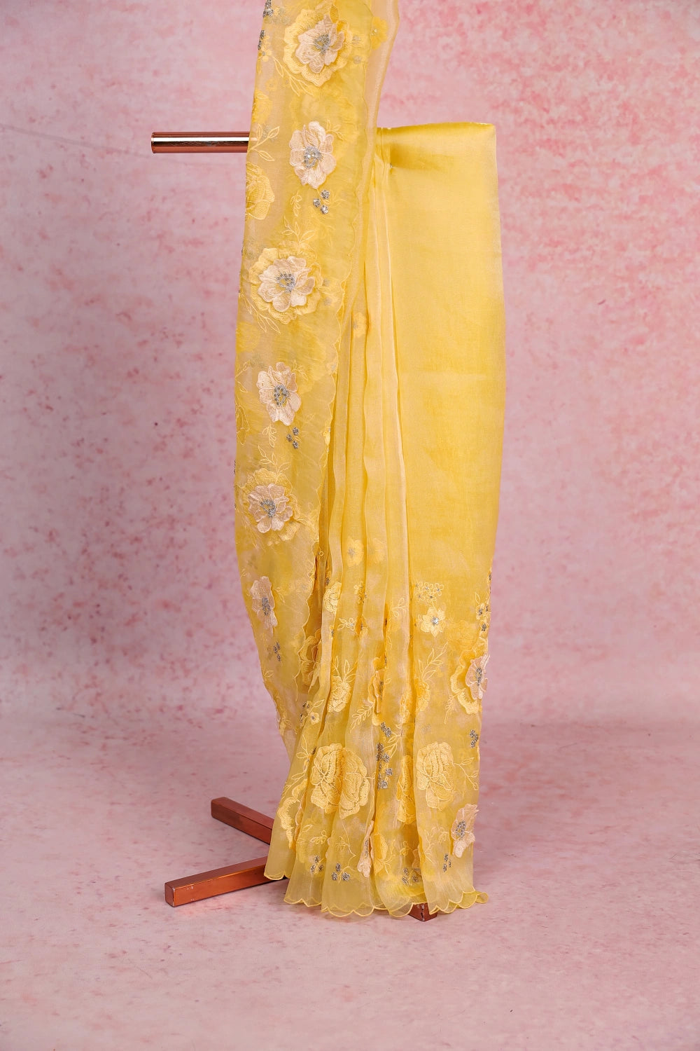 Yellow Glass Organza Saree