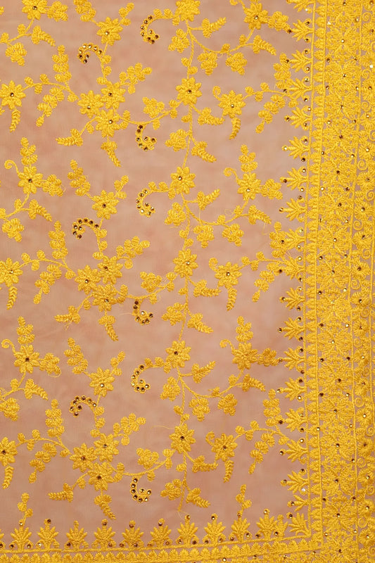 Yellow Net Saree