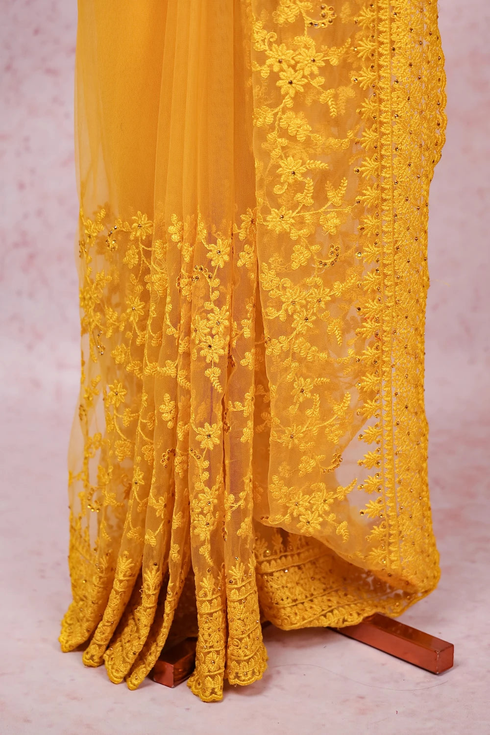 Yellow Net Saree