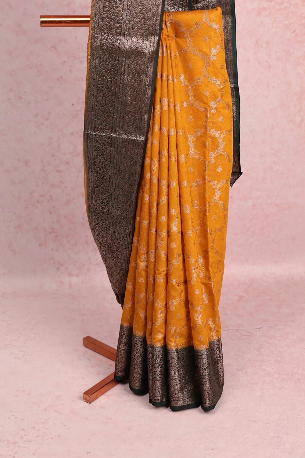 Yellow Semi Banarasi Saree