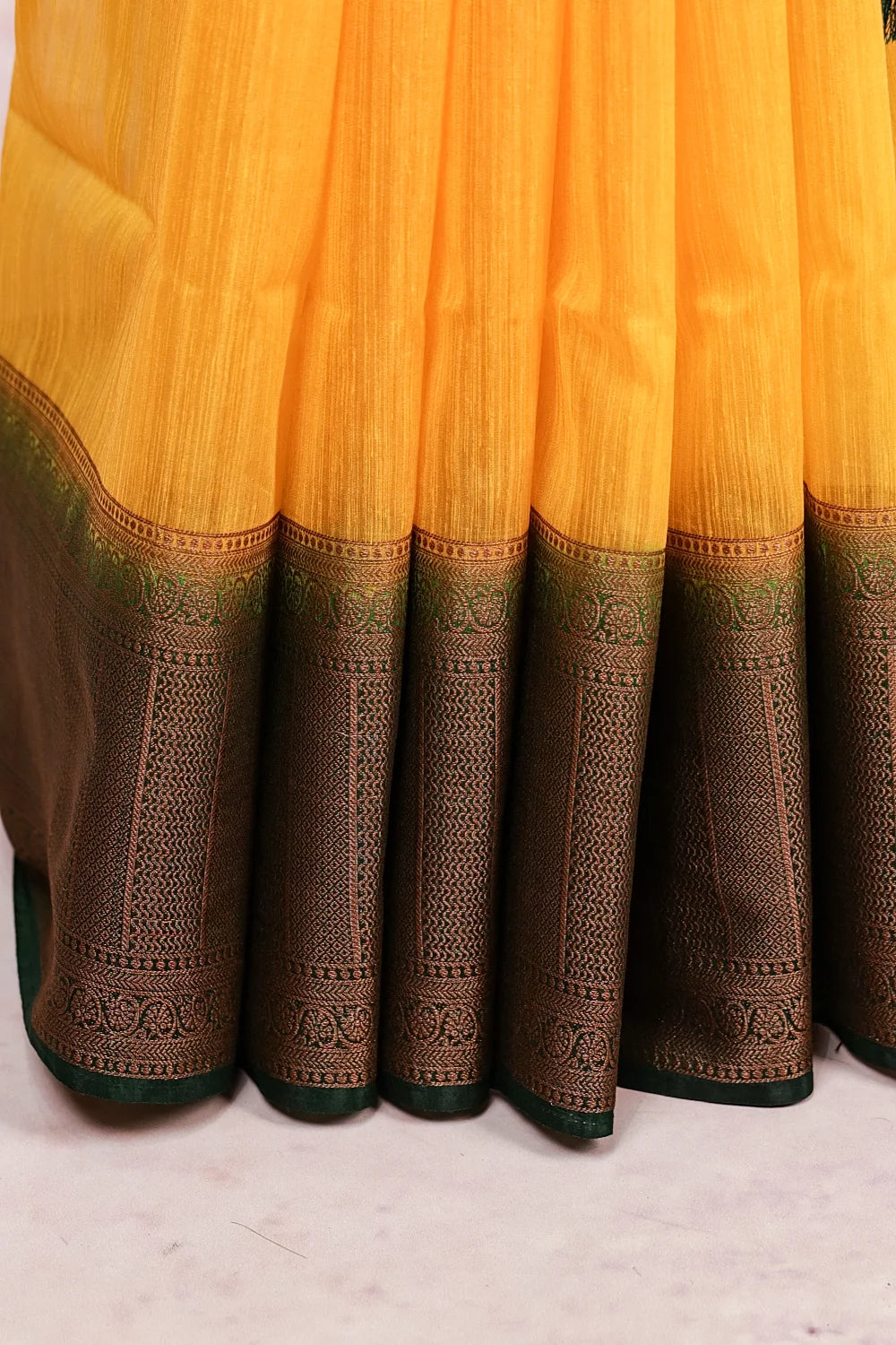 Yellow Semi Linen Saree