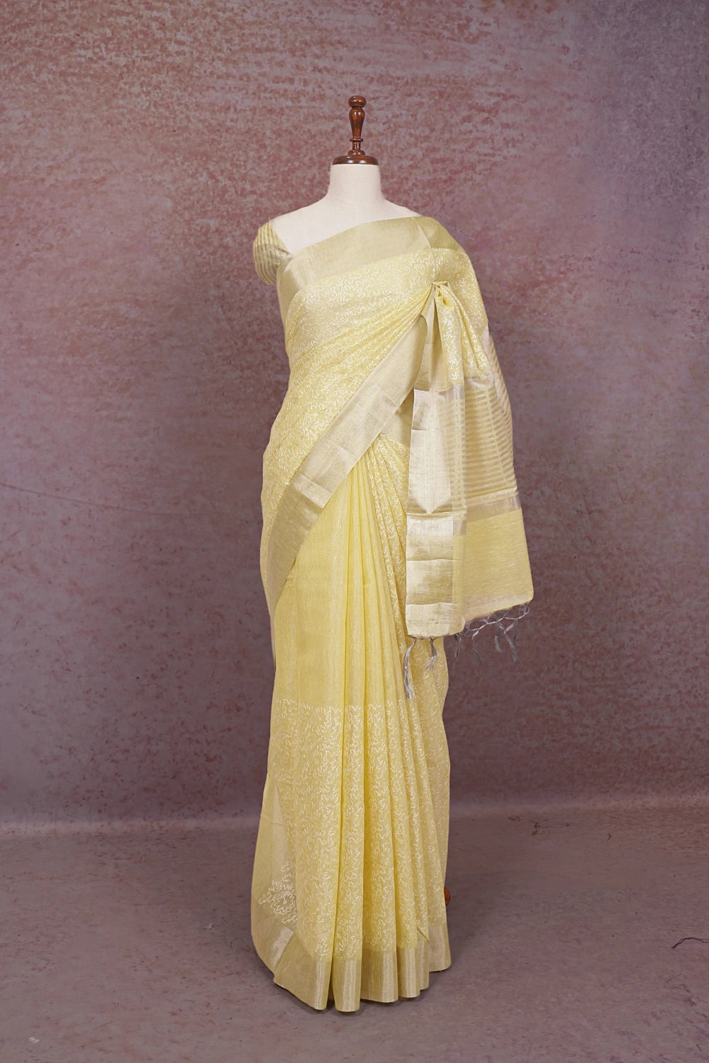 Yellow Semi Tissue Saree - Seematti
