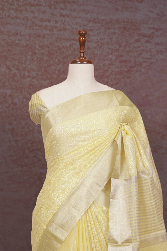 Yellow Semi Tissue Saree - Seematti
