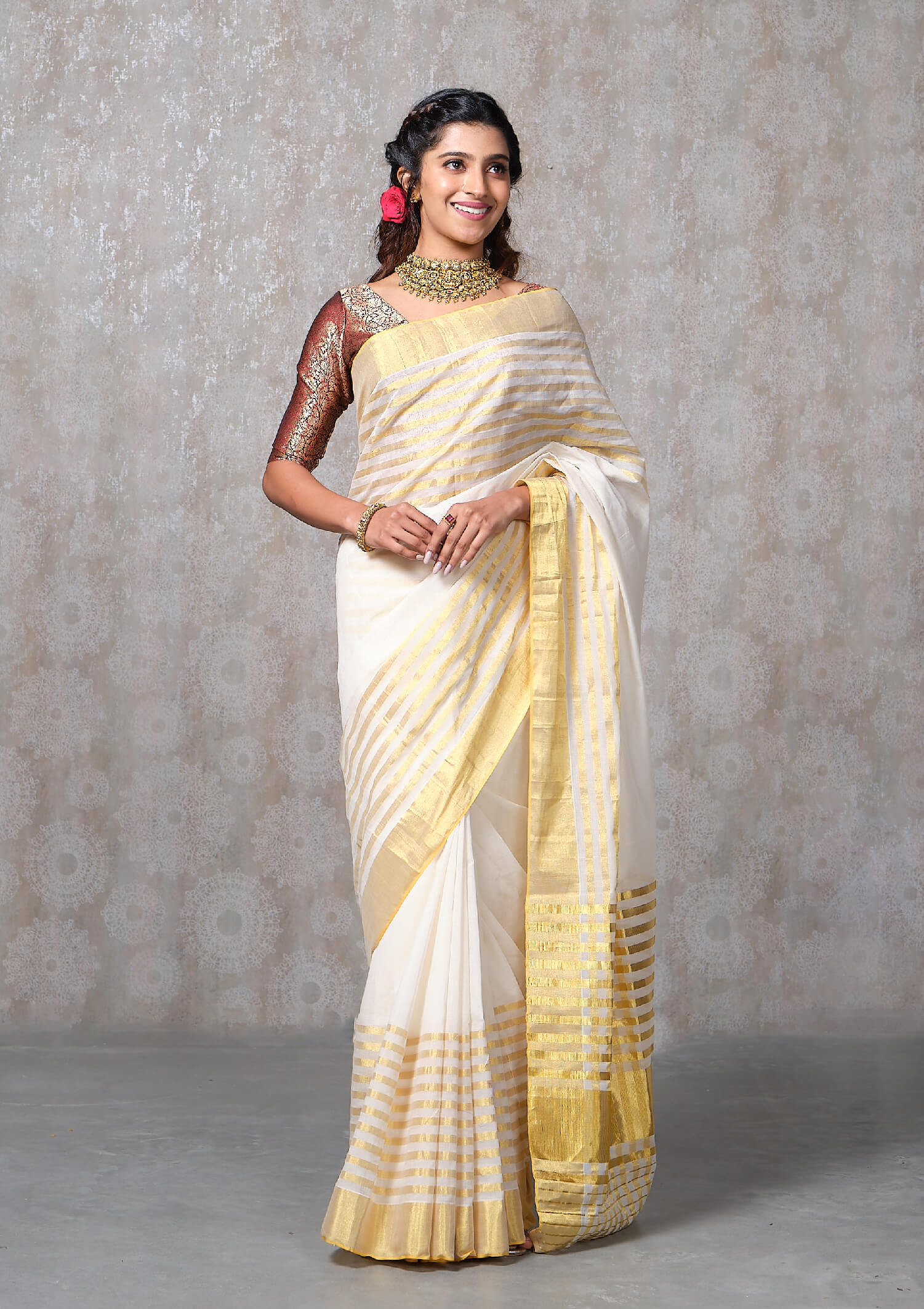 signature Christian bridal hand embellished blush saree in net – Kavani  Bridal Wear