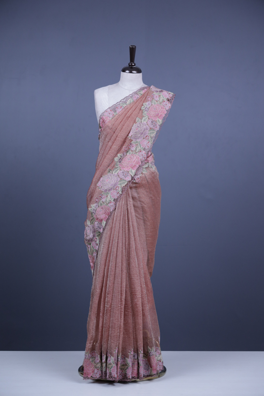 Shop Online Satin Crepe Silk Fancy Sequins Onion Pink Saree - Shivani Style  House UK