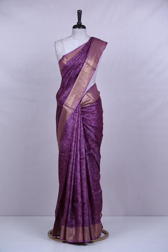 Lavender Silk Tussar Saree | Seematti | Best Sarees online