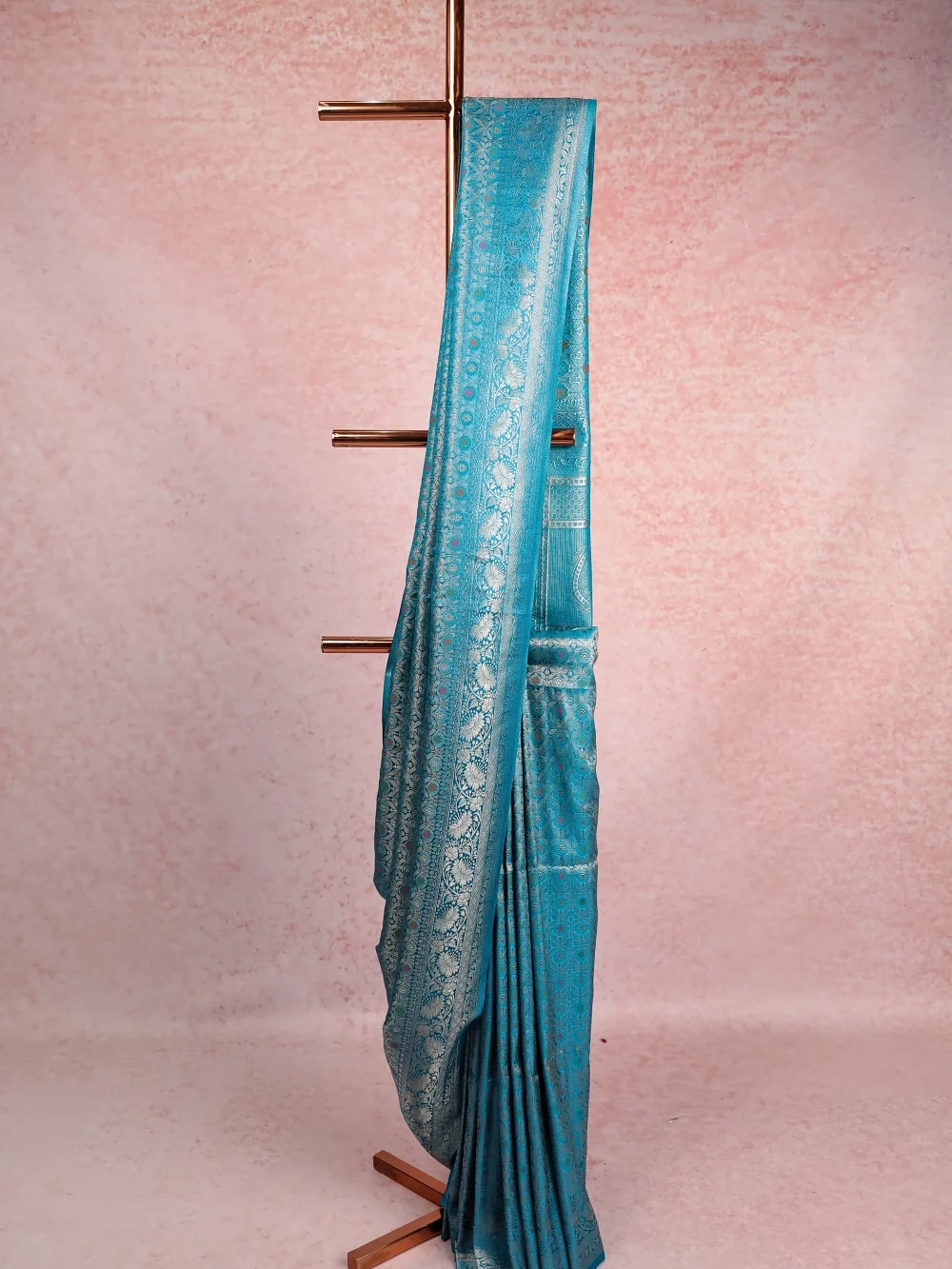 Sky Blue Jute Banarasi Saree