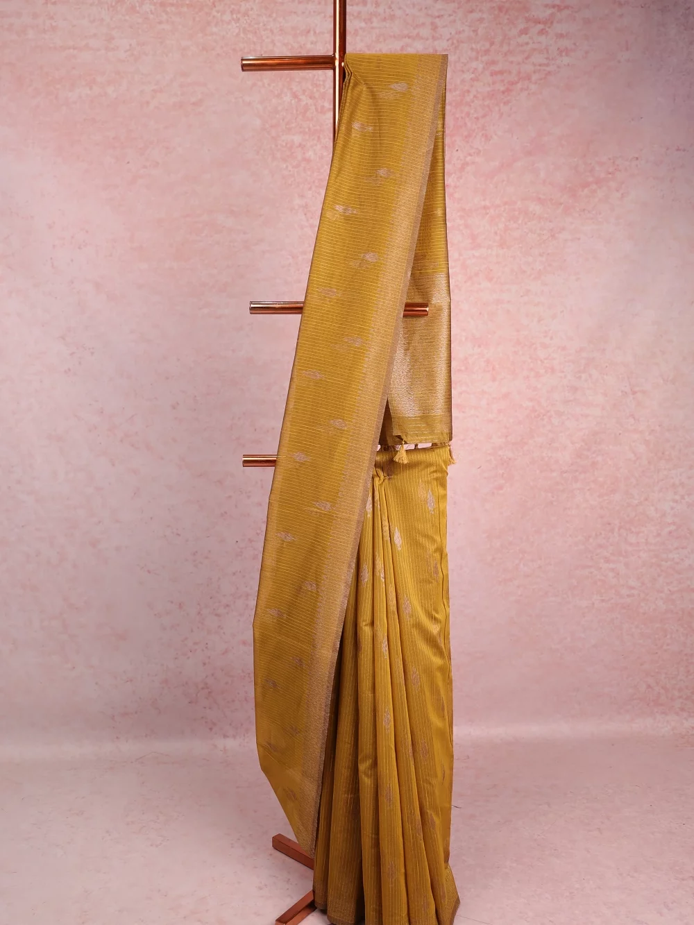 Mehandi Yellow Cotton Silk Saree