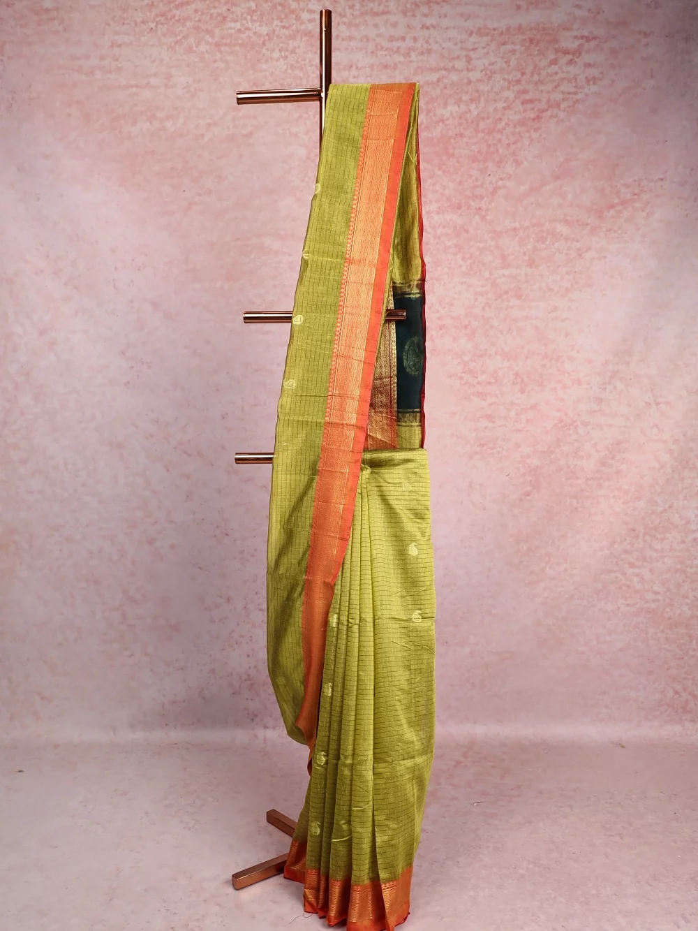Lemon Green Cotton Silk Saree