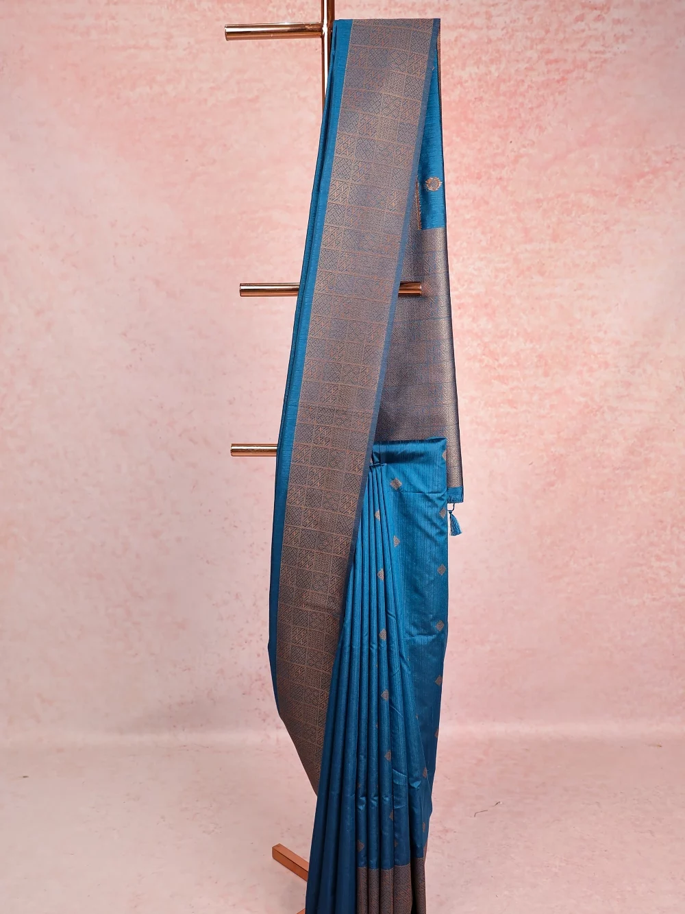 Peacock Blue Semi Jute Saree