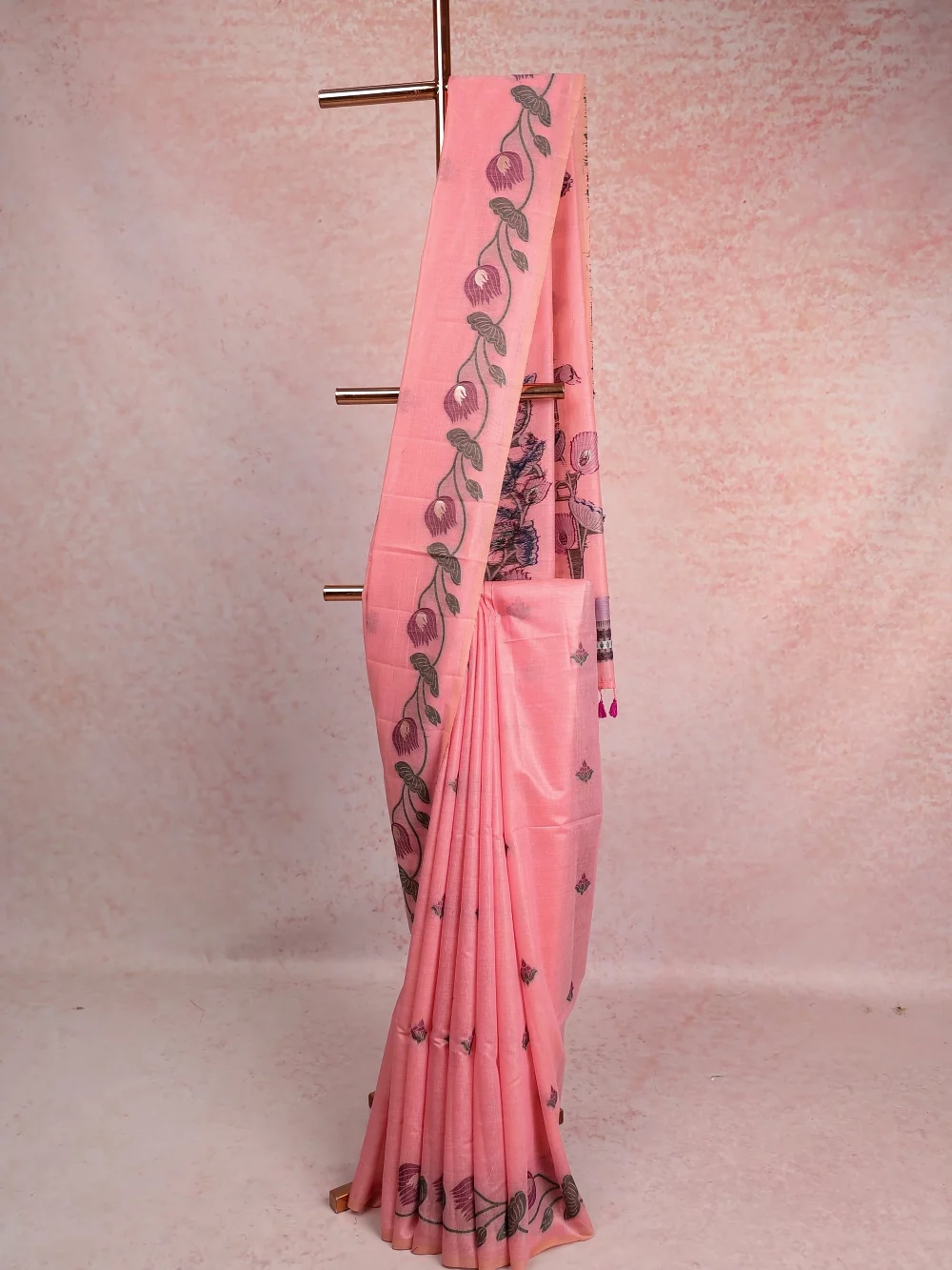 Onion Pink Semi Tussar Saree