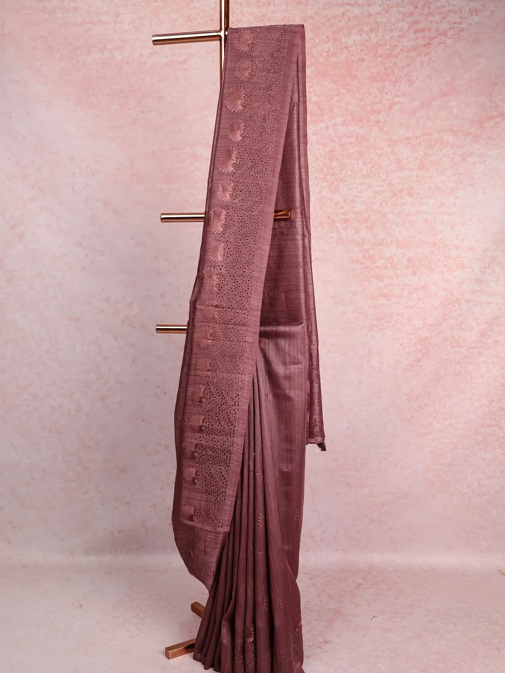 Pastel Coffee Brown Semi Jute Saree