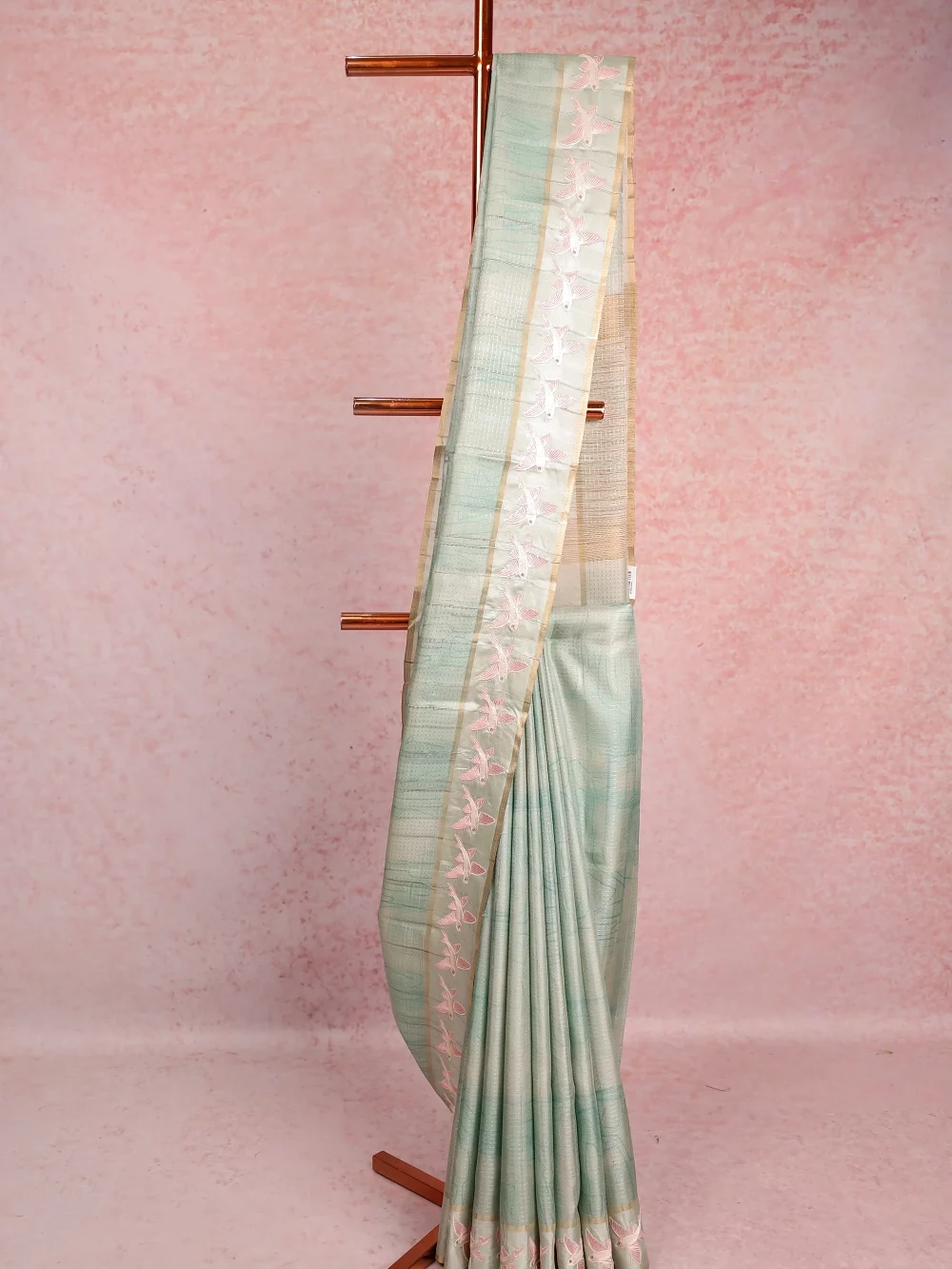 Pastel Sapphire Green Semi Tussar Saree