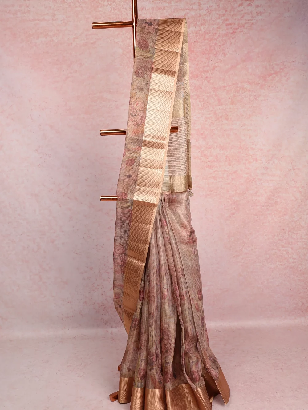 Light Maroon Chanderi Tissue Saree