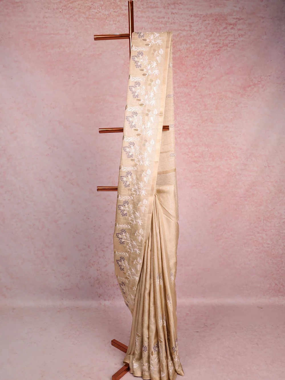 Beige Semi Tussar Saree