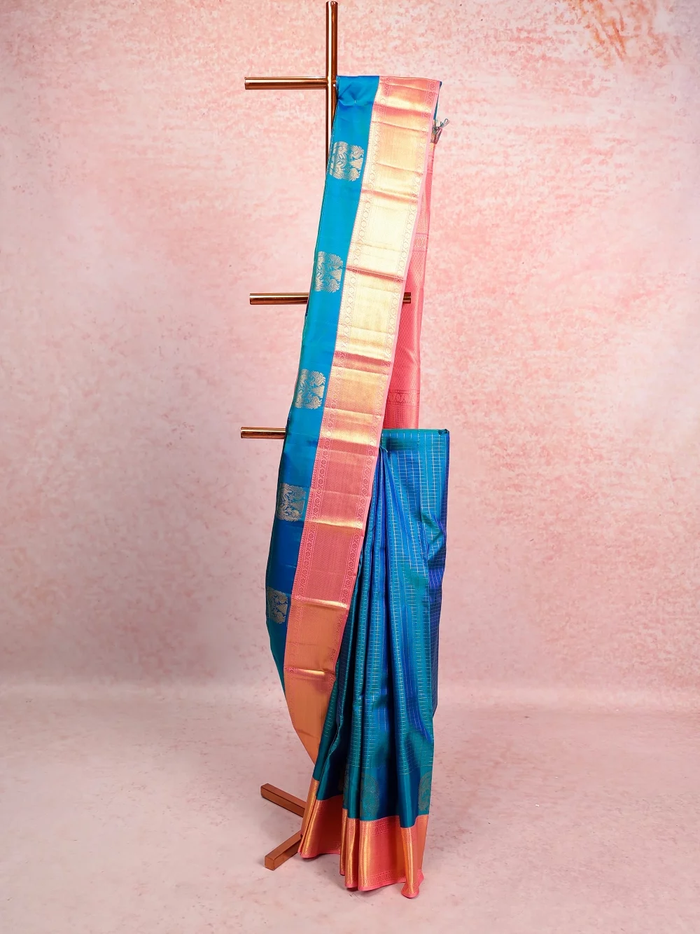 Peacock Blue Kancheepuram Silk Saree