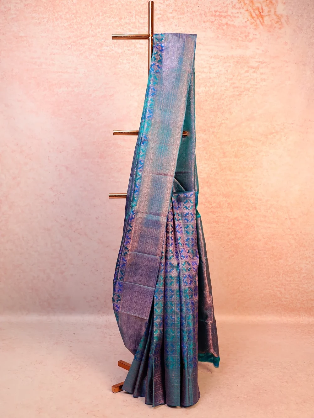 Peacock Blue Kancheepuram Silk Saree