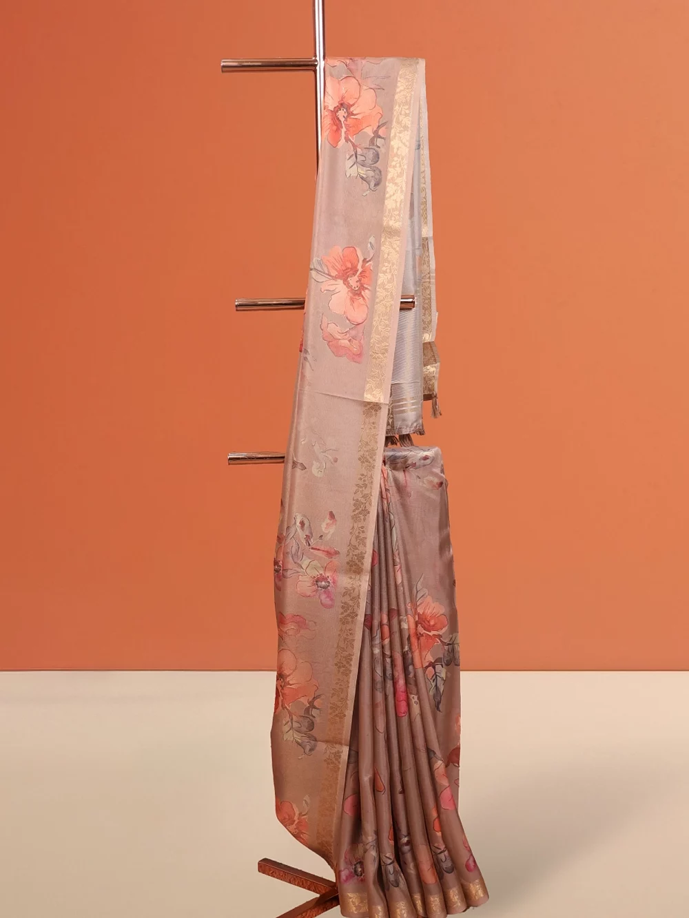 Peach Semi Tissue Saree
