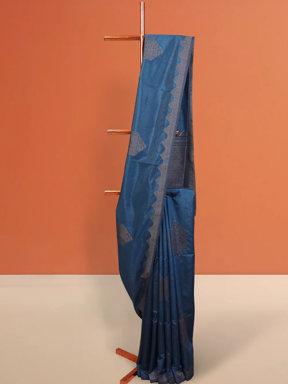 Blue Semi Jute Saree