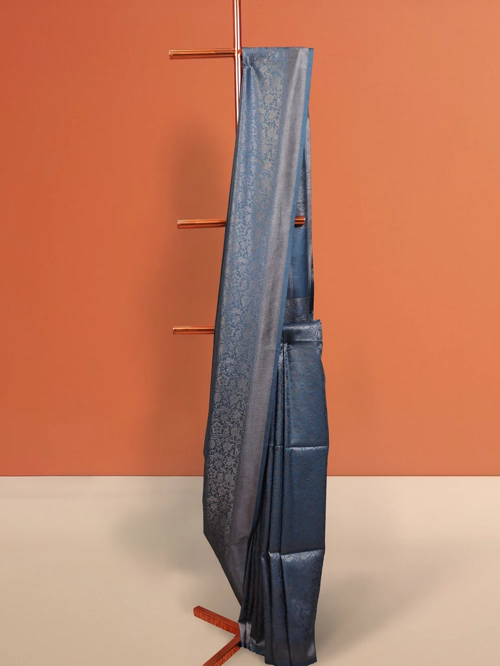 Teal Blue Jute Banarasi Saree