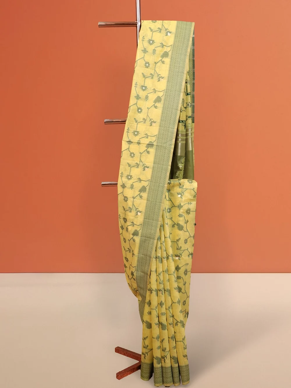 Lemon Yellow Semi Jute Saree