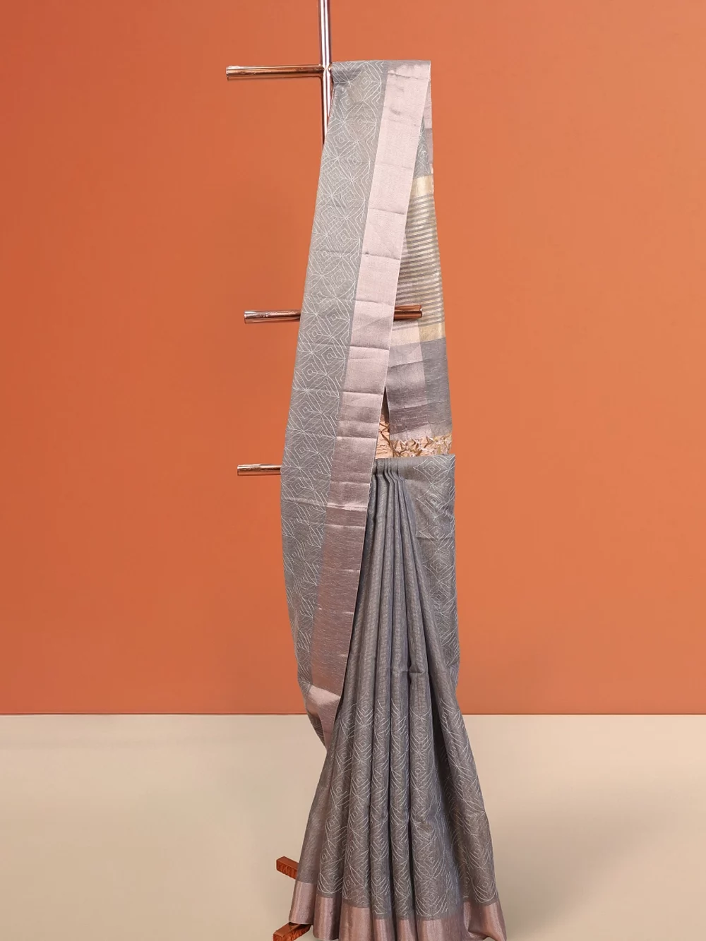 Ash Semi Tissue Saree