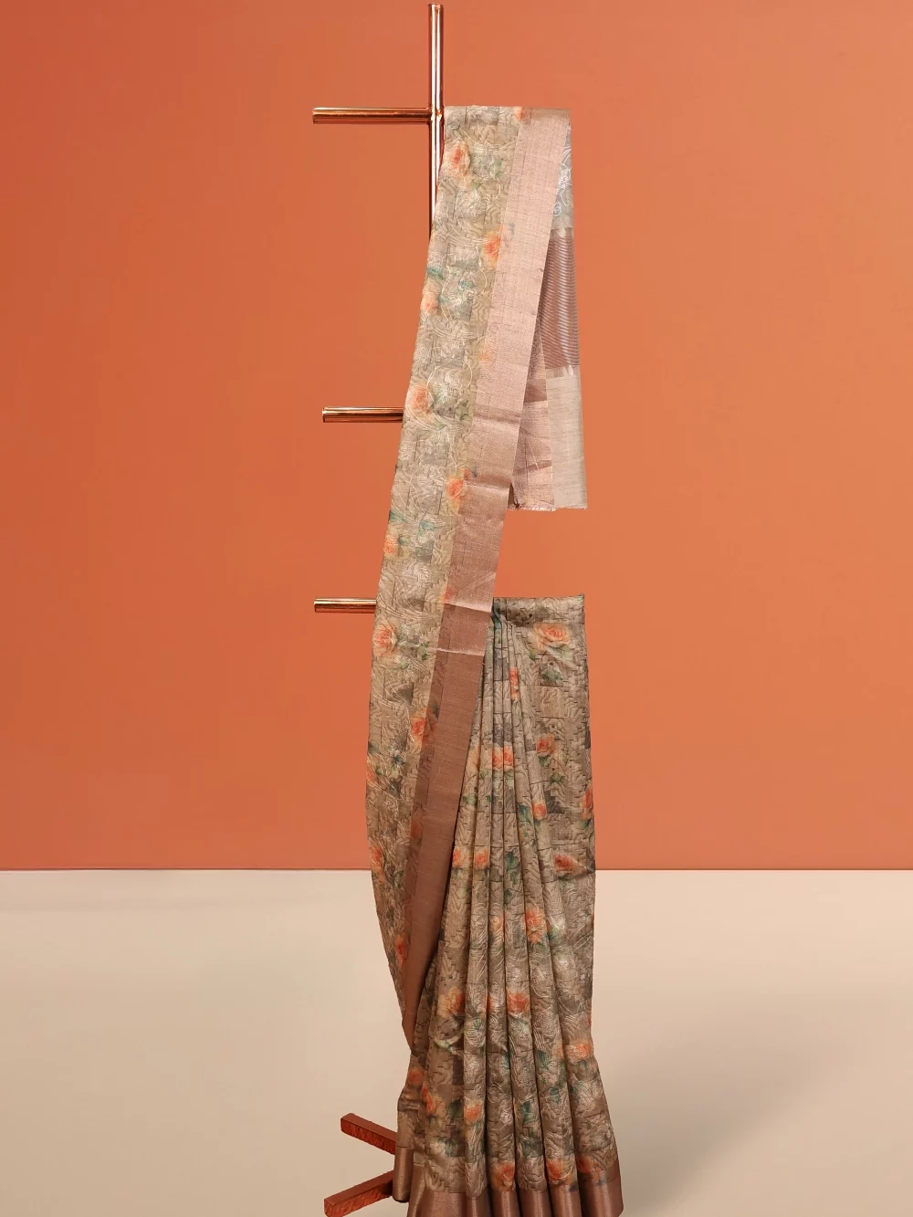 Cream Semi Tussar Saree