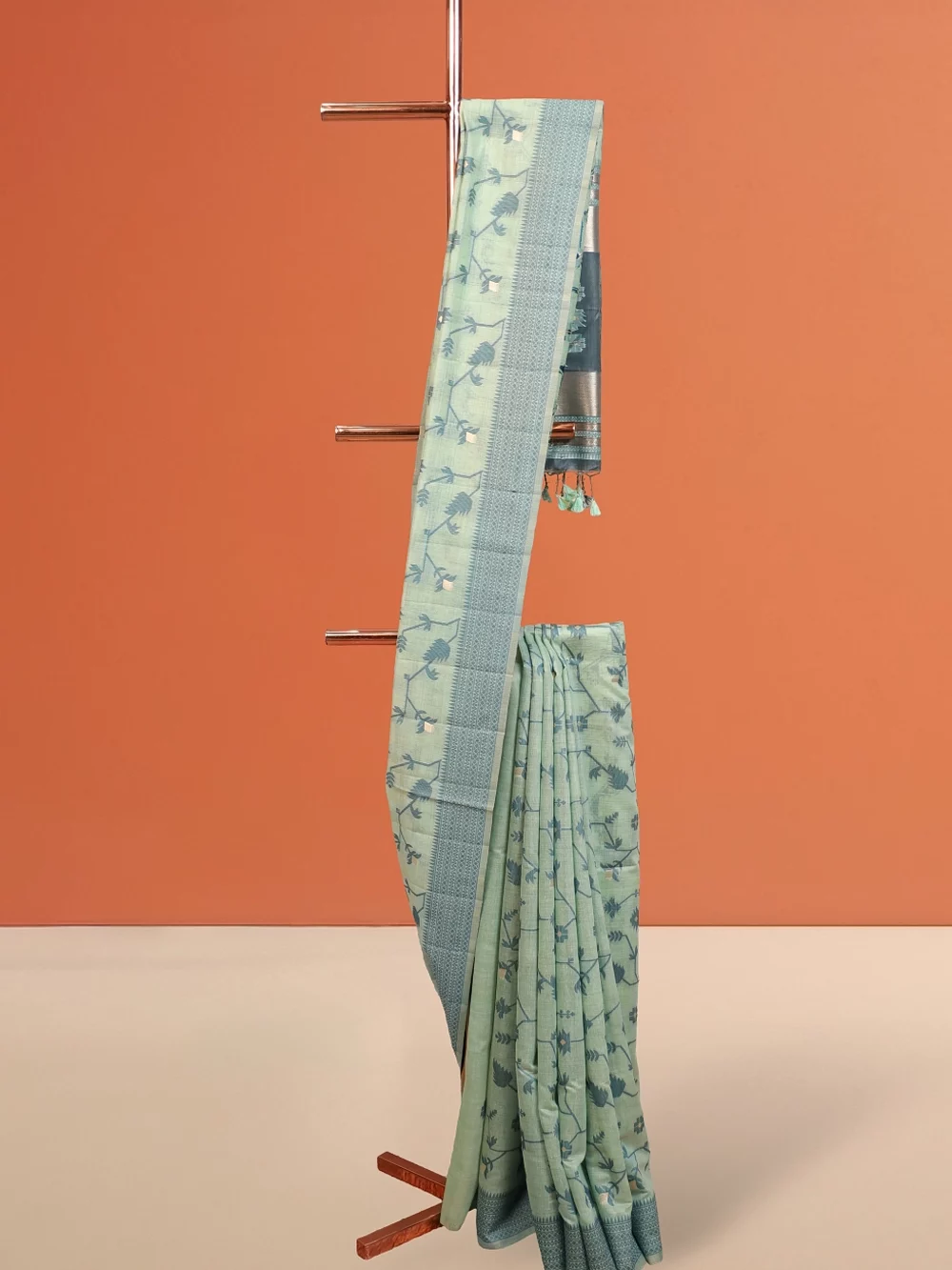 Light Green Semi Jute Saree